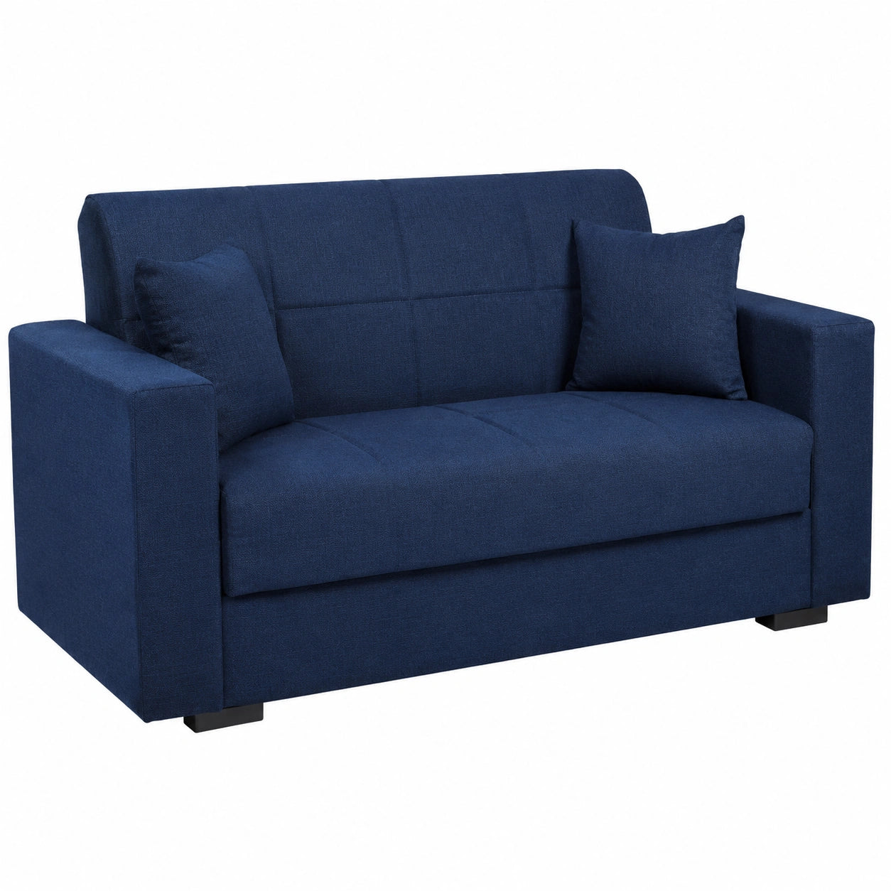 Divano Letto Blu 2 Posti con Contenitore e Cuscini