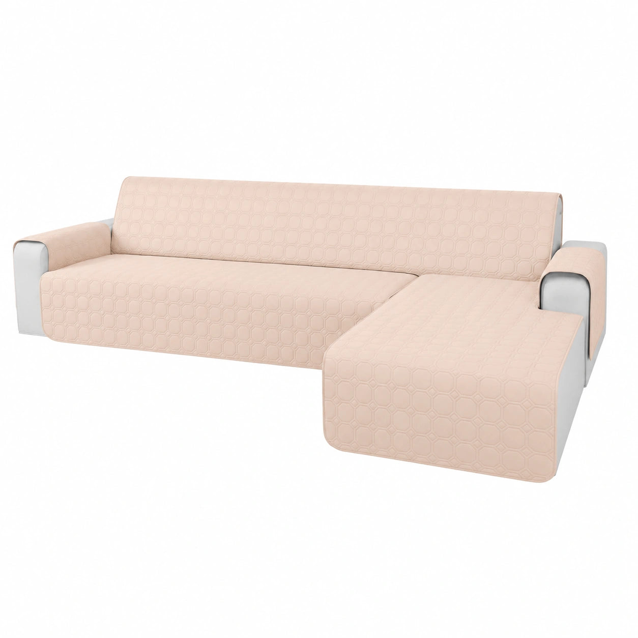 Copridivano Impermeabile 4 Posti con Chaise Longue Reversibile, Antigraffio e Antimacchia, Beige