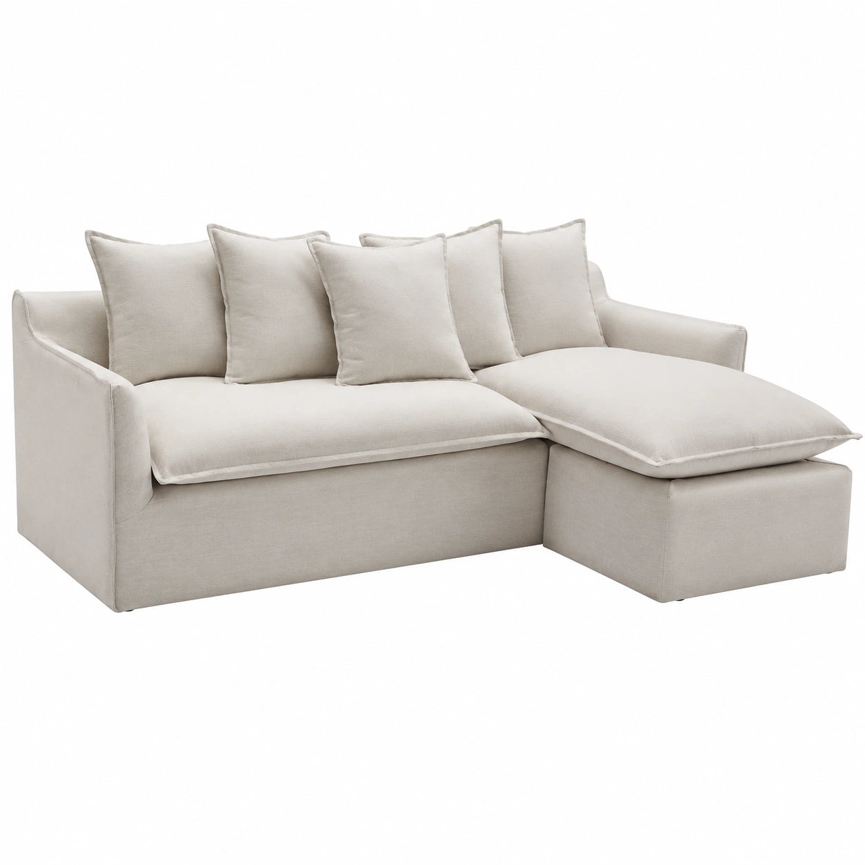 Divano angolare reversibile in tessuto beige con design moderno - Maison Céphy