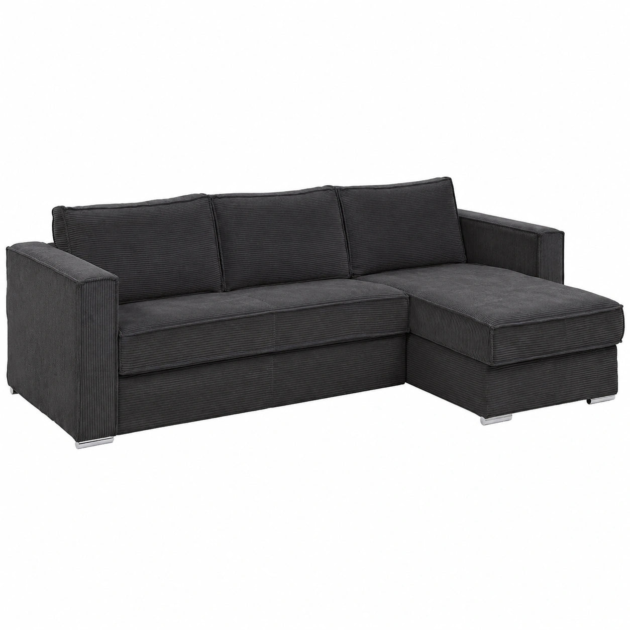 Divano Letto Angolare Reversibile in Velluto Antracite - LORETO