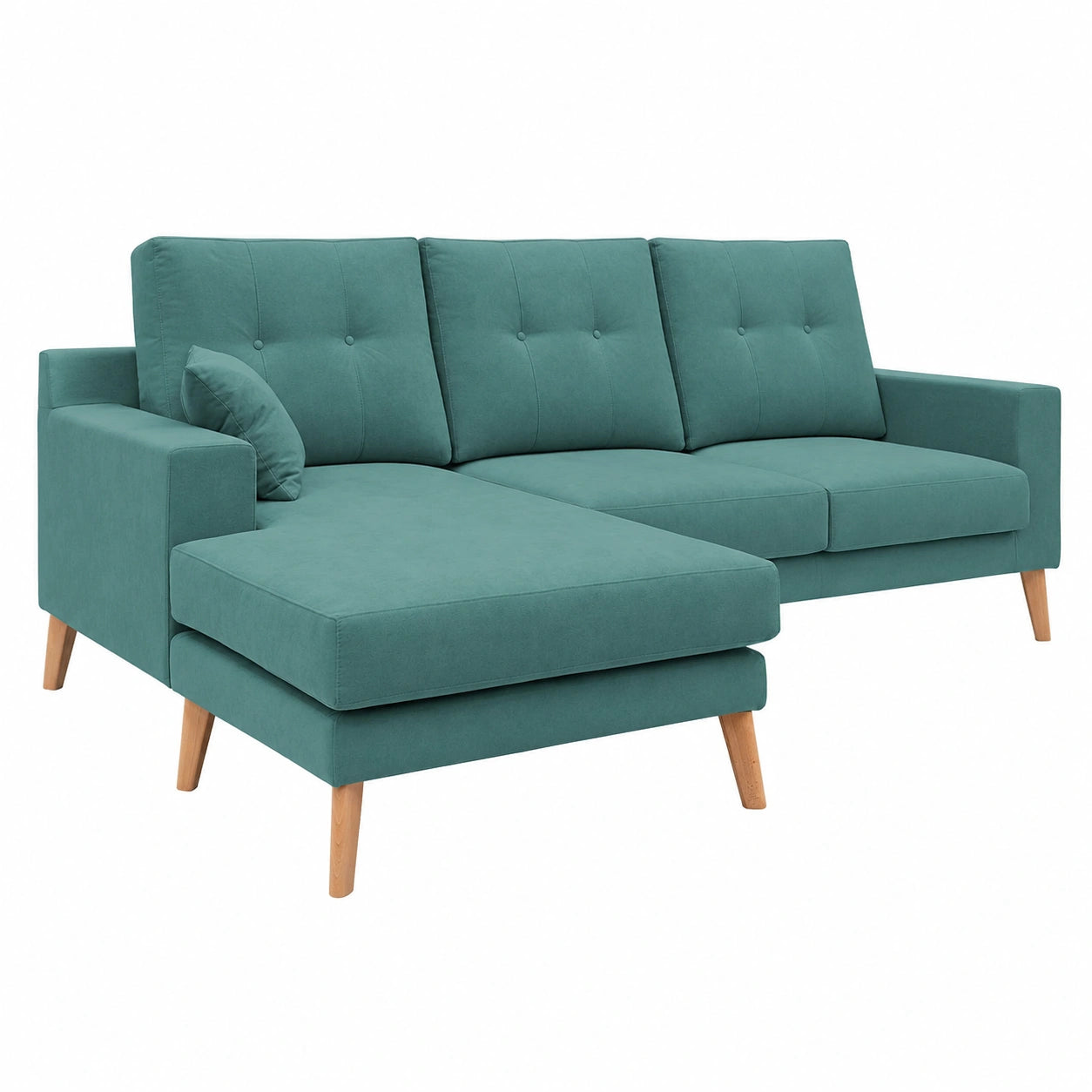Divano Angolare Reversibile con Penisola Impermeabile, 237 cm - Modello Danish - Colore Petrolio