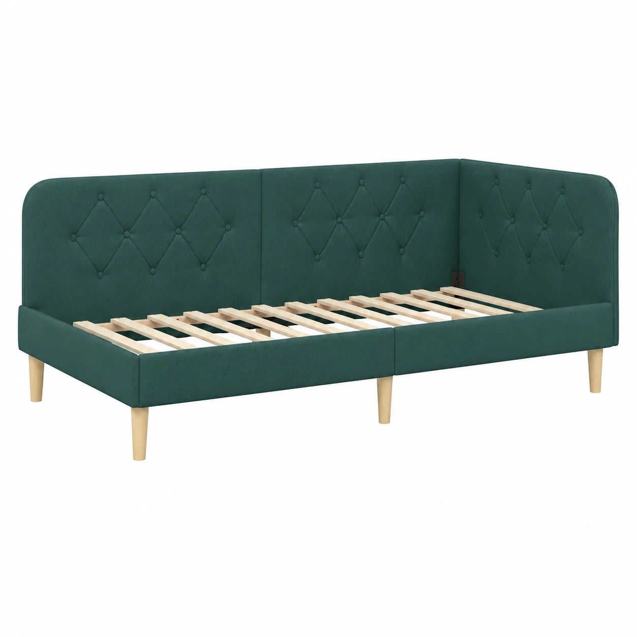Letto angolare modulare 90x200 cm verde scuro con braccioli reversibili