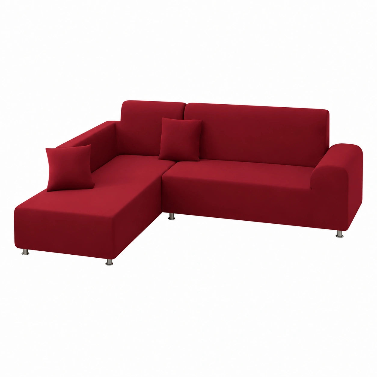 Copridivano Elasticizzato a Forma di L per Chaise Longue, Universale per Penisola Sinistra o Destra, 3+4 Posti, Rosso