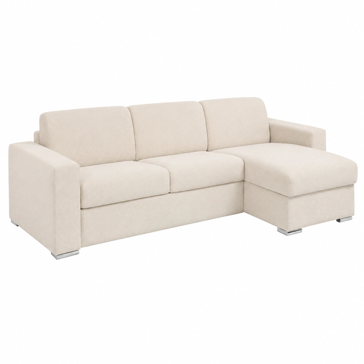 Divano angolare reversibile in tessuto beige con letto integrato 160 cm - Modello CALITO