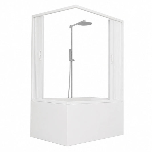 Cabina Doccia Salvaspazio Anja in PVC, Apertura Reversibile Angolare, 70x140 cm