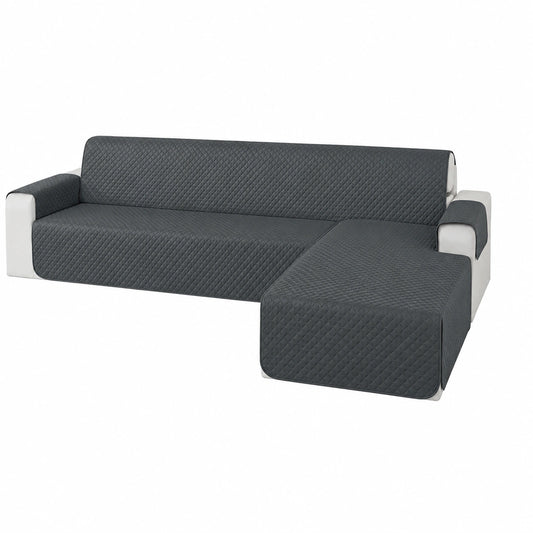 Copridivano Impermeabile 3 Posti con Chaise Longue Angolare, Antimacchia, Grigio, Universale, Adatto a Penisola L Sinistra/Destra