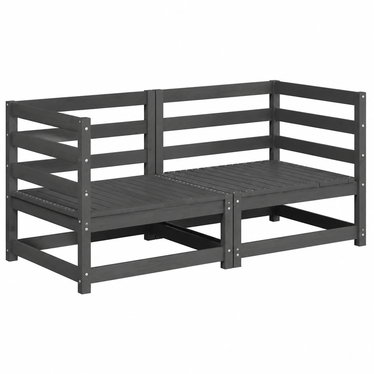 Set divano angolare modulare in legno di pino per giardino, resistente e flessibile