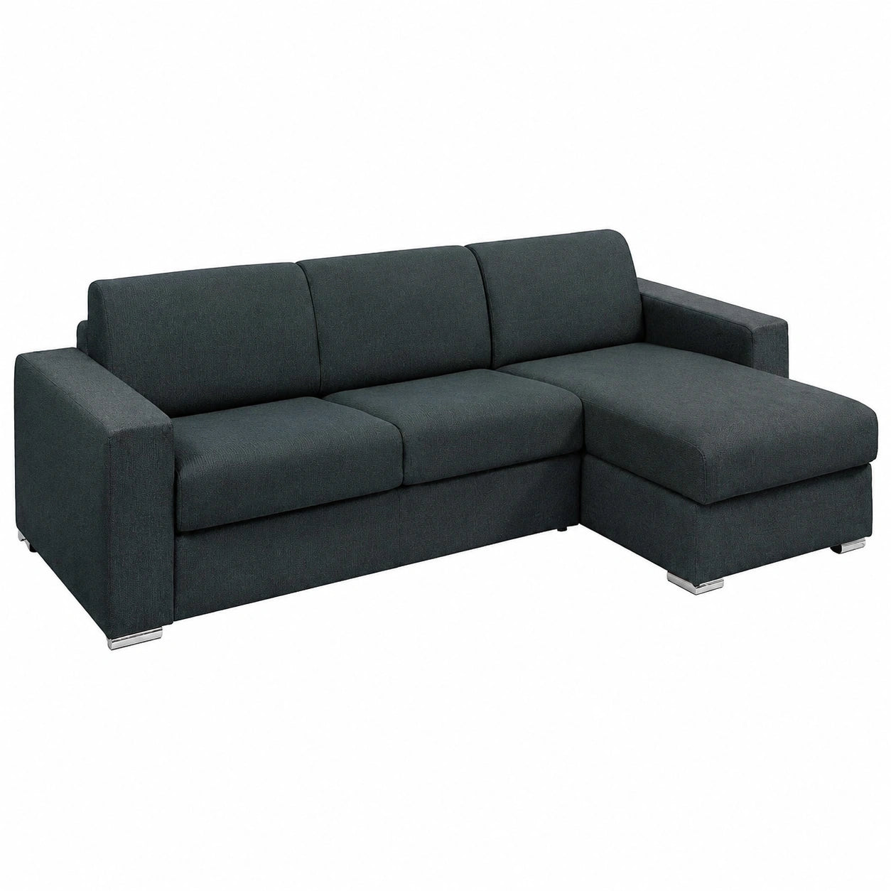 Divano angolare reversibile in tessuto verde abete - Letto trasformabile 160 cm - Materasso comfort 18 cm