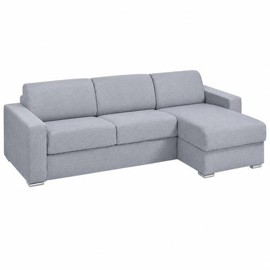 Divano Angolare Convertibile in Tessuto Grigio con Materasso Memory - Reversibile 160 cm - Modello CALITO