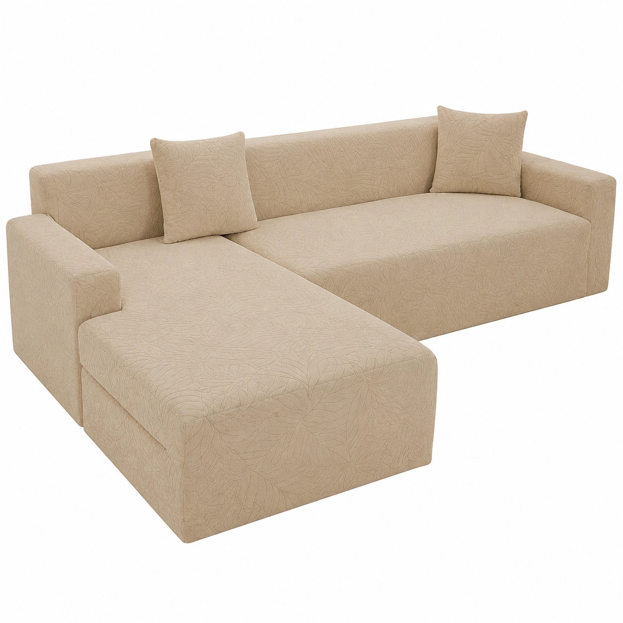 Copridivano Angolare Impermeabile Elasticizzato, Protezione Antigraffio per Divano a L con Penisola, Rivestimento per Chaise Longue 4 Posti (Khaki)