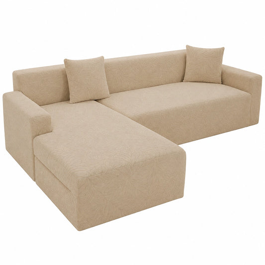 Copridivano Angolare Impermeabile Elasticizzato, Protezione Antigraffio per Divano a L con Penisola, Rivestimento per Chaise Longue 4 Posti (Khaki)